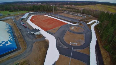 Imatran Ukonniemen stadion lintuperspektiivistä